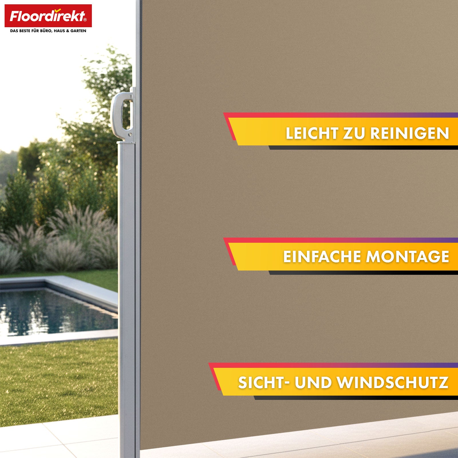 Alu-Seitenmarkise | Sicht- & Sonnenschutz für Terrasse, Balkon & Garten | UV-Schutz, blickdicht & wasserabweisend | Verschiedene Farben & Größen