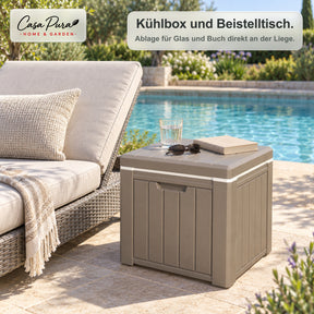 Getränkekühler | Arctic | 37 L Kühlbox mit Beistelltischfunktion in Holzoptik | 2 Farben