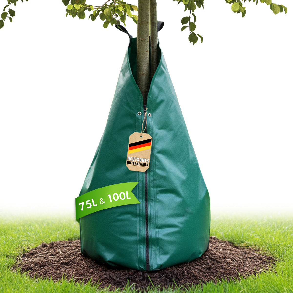 Bewässerungsbeutel für Bäume | 75L & 100L Wassersack mit Tropfsystem | Wiederverwendbarer Baumbewässerungssack aus PVC