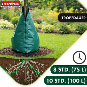 Bewässerungsbeutel für Bäume | 75L & 100L Wassersack mit Tropfsystem | Wiederverwendbarer Baumbewässerungssack aus PVC