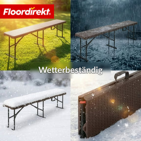 Gartenbank | Kagawa | Klappbare, wetterfeste Sitzbank 183 cm in Braun für Garten, Balkon & Events