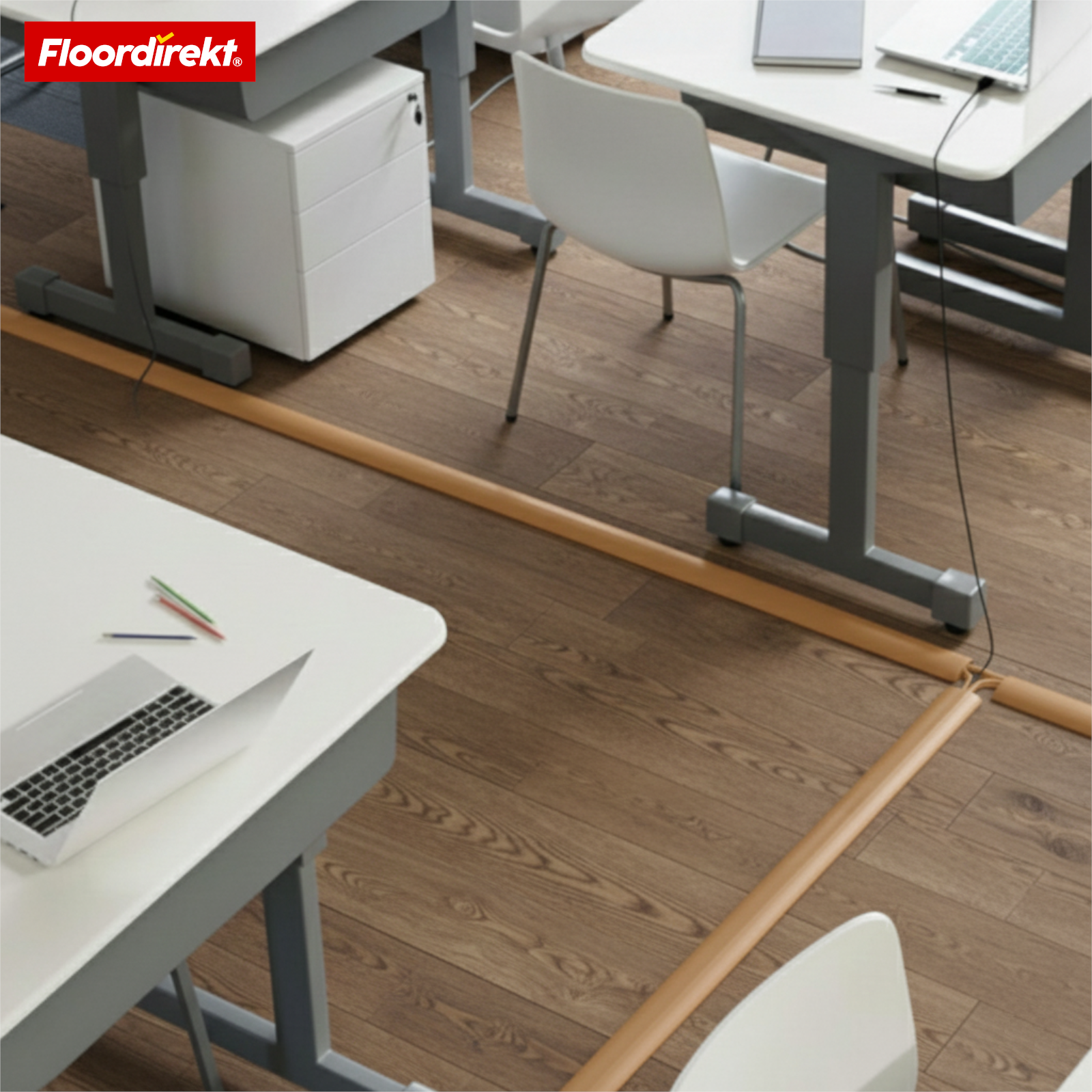 Boden-Kabelkanal | Cable Guard | Rutschfester Kabelschutz & Stolperschutz | Flexibel, zuschneidbar & für 2 Kabel bis 8 mm Ø