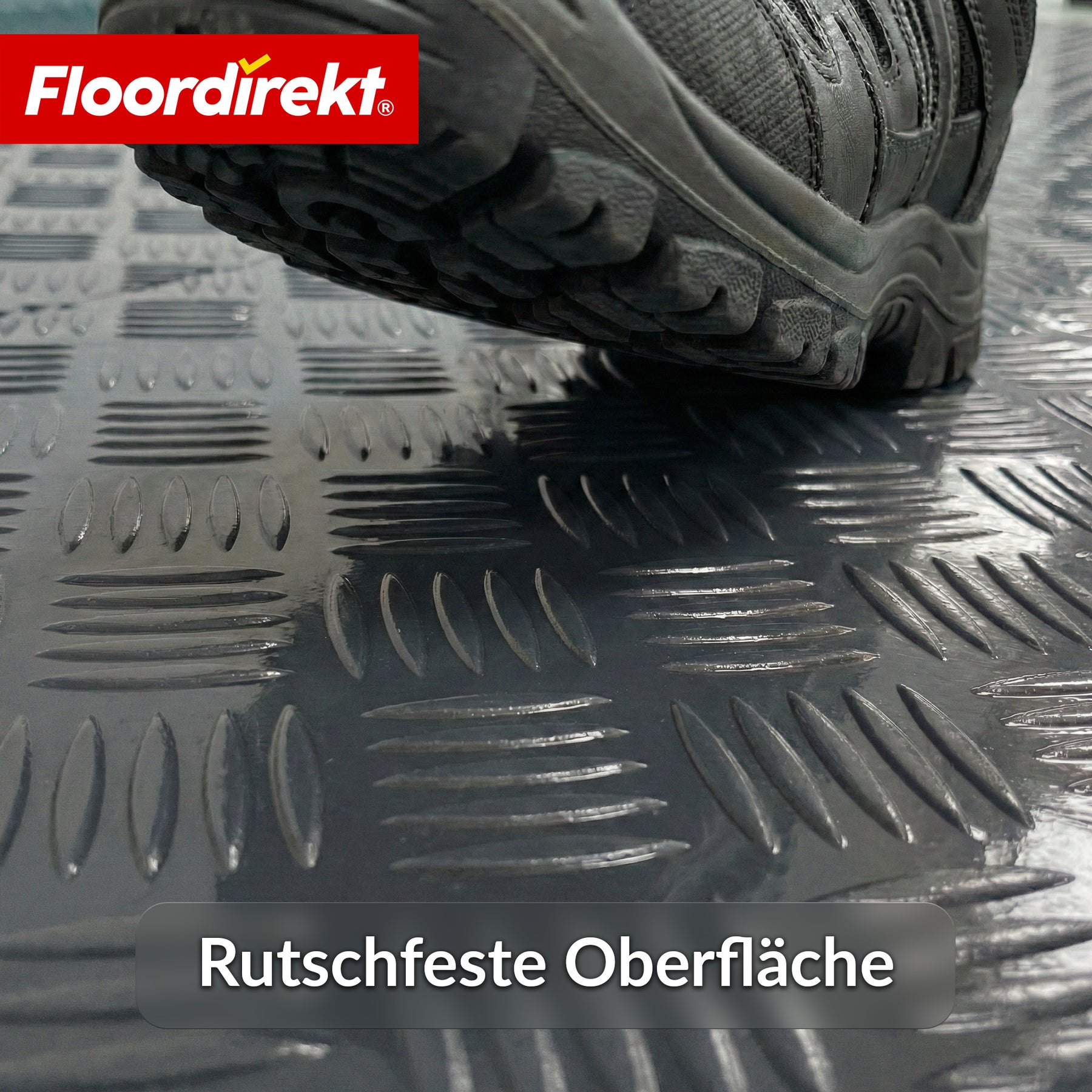 PVC-Bodenbelag | Bullet | Riffelblech-Optik | Rutschfest & Pflegeleicht | Meterware / Zuschnitt nach Maß | 110 cm Breite