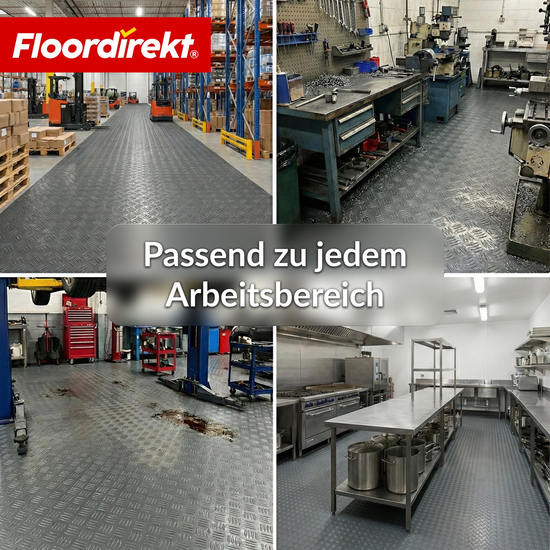 PVC-Bodenbelag | Bullet | Riffelblech-Optik | Rutschfest & Pflegeleicht | Meterware / Zuschnitt nach Maß | 110 cm Breite