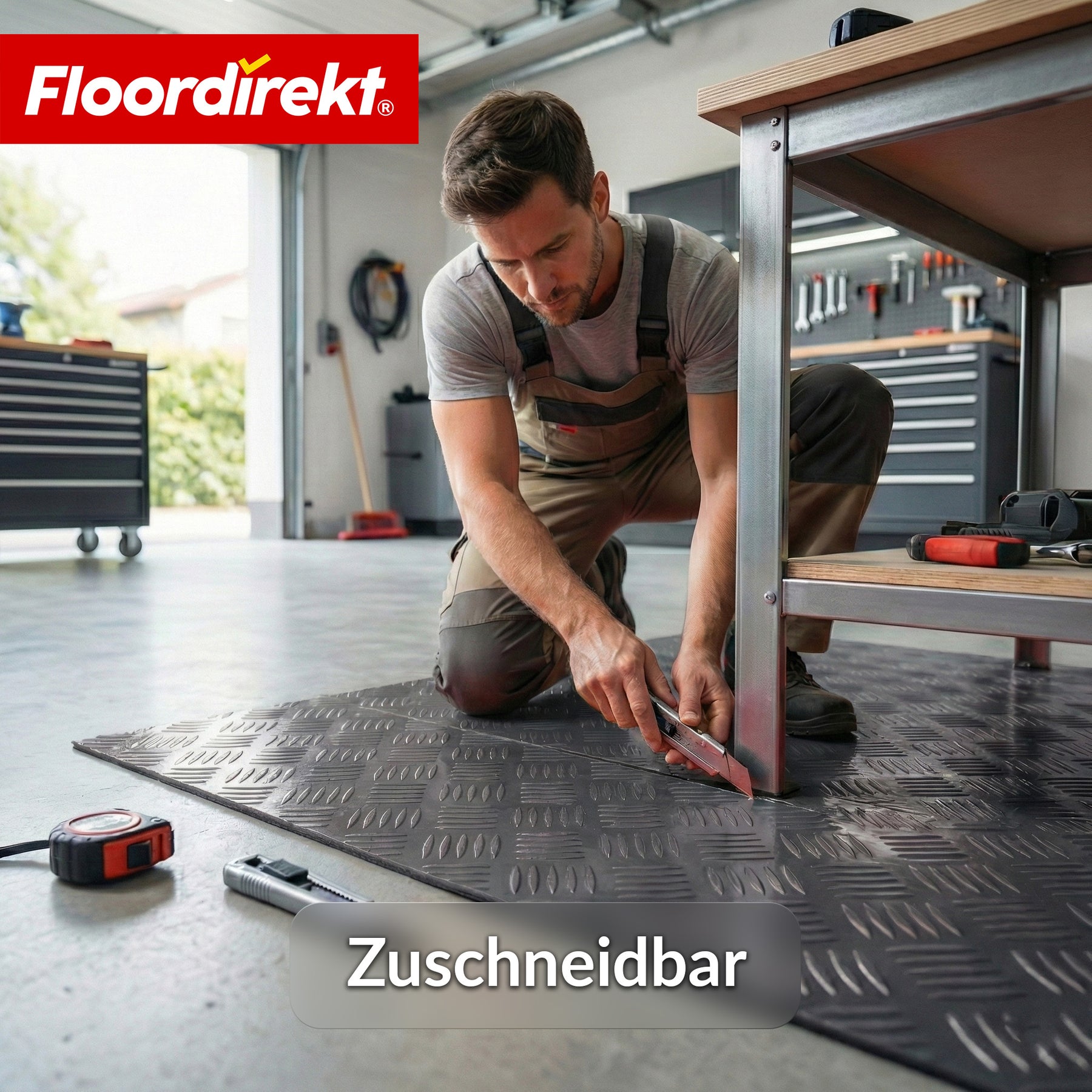 PVC-Bodenbelag | Bullet | Riffelblech-Optik | Rutschfest & Pflegeleicht | Meterware / Zuschnitt nach Maß | 110 cm Breite