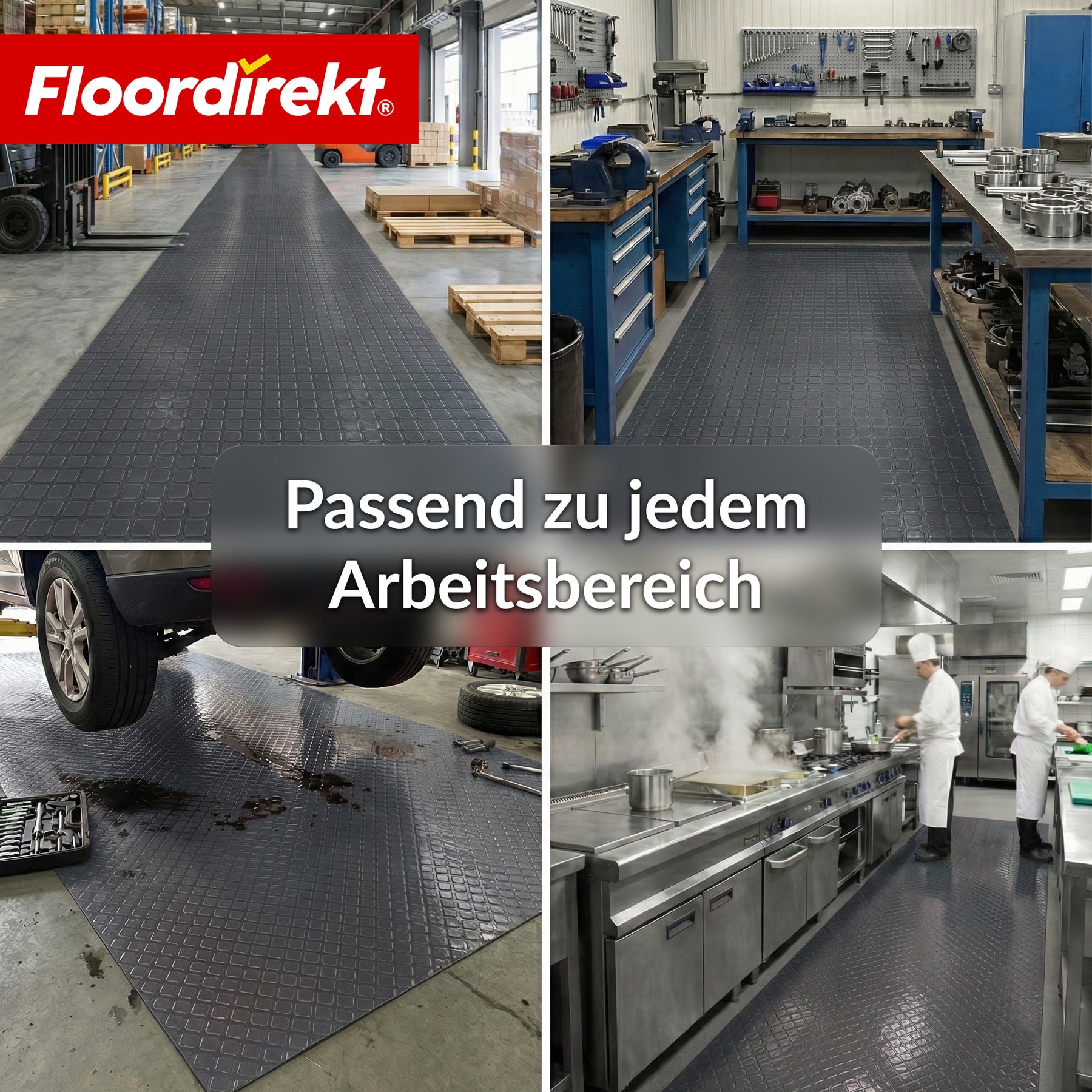 PVC-Bodenbelag | Check Quadra | Quadrat-Optik | Rutschfest & Pflegeleicht | Meterware / Zuschnitt nach Maß | 110 cm Breite