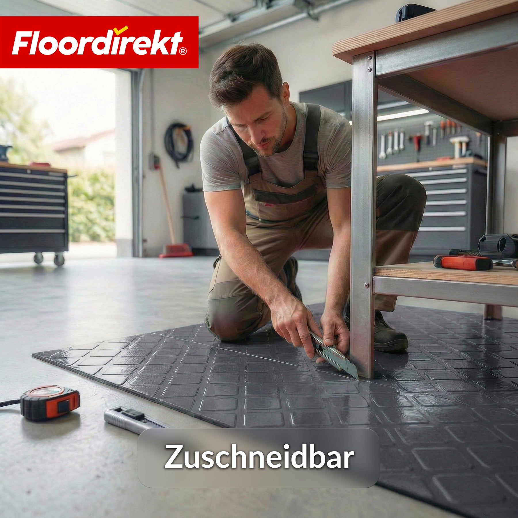PVC-Bodenbelag | Check Quadra | Quadrat-Optik | Rutschfest & Pflegeleicht | Meterware / Zuschnitt nach Maß | 110 cm Breite