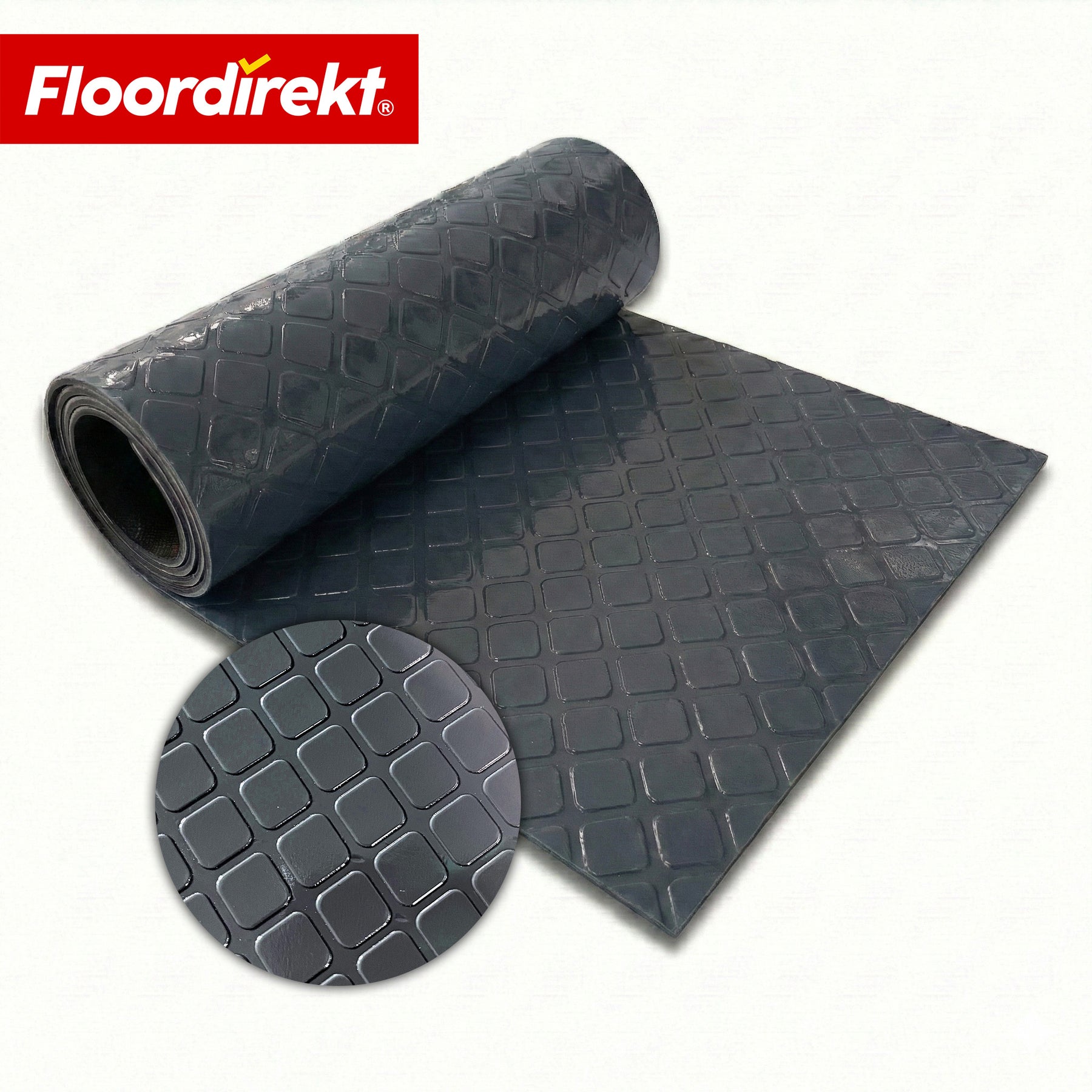 PVC-Bodenbelag | Check Quadra | Quadrat-Optik | Rutschfest & Pflegeleicht | Meterware / Zuschnitt nach Maß | 110 cm Breite