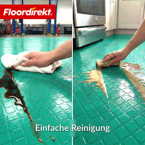 PVC-Bodenbelag | Check Quadra | Quadrat-Optik | Rutschfest & Pflegeleicht | Meterware / Zuschnitt nach Maß | 110 cm Breite