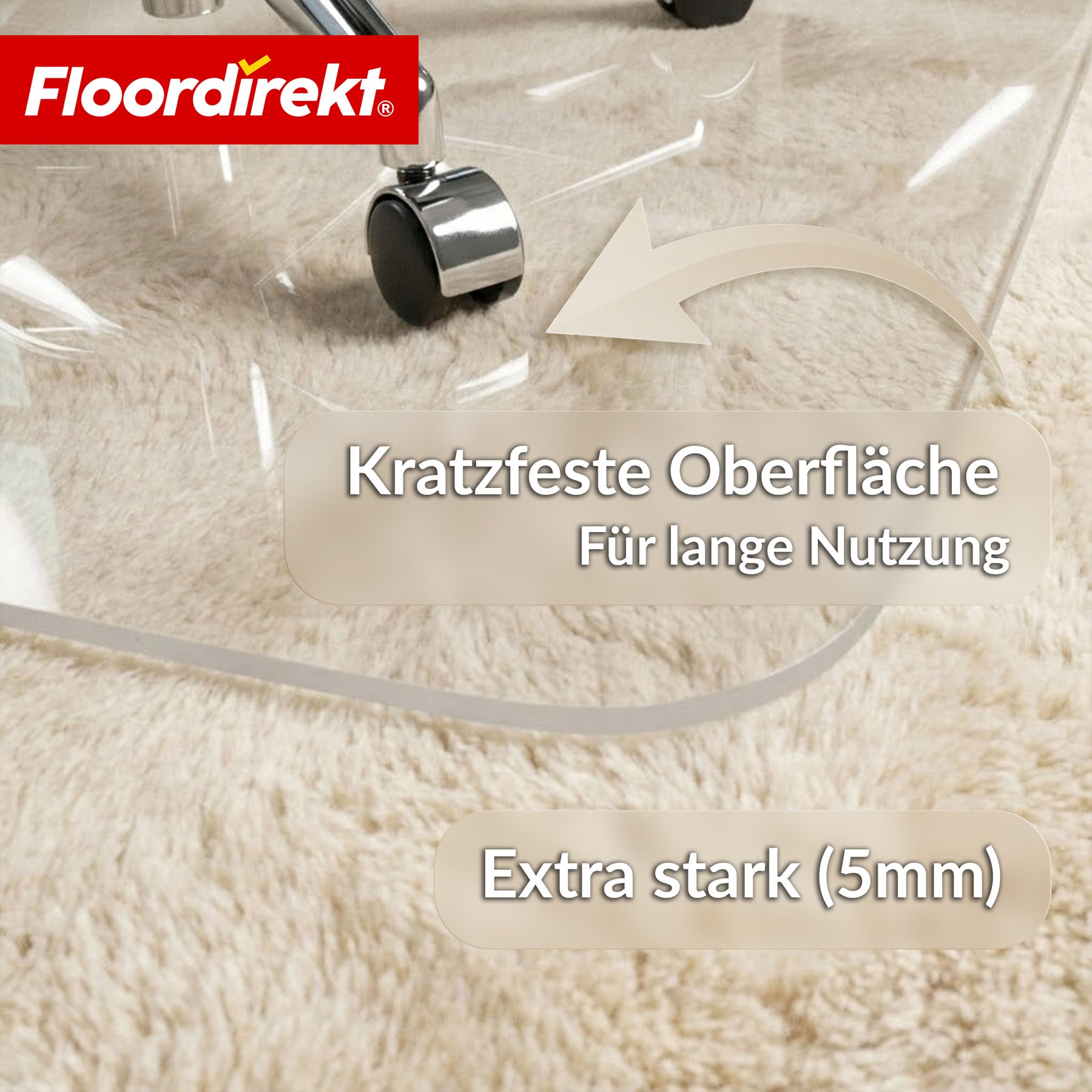 Bodenschutzmatte | Secura | Transparent 80 × 118 cm | 5 mm bruchsichere PVC Bürostuhlunterlage für Parkett, Laminat & Teppich