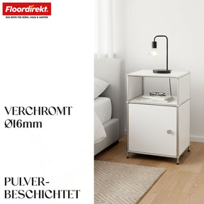 Metallregal | Concept Epure MK-040 | 3-stöckiges Aufbewahrungsregal mit Tür & & Ablageflächen | In mehreren Farben erhältlich