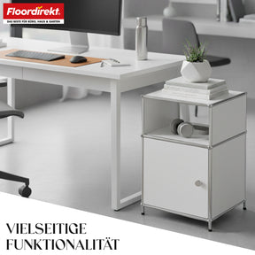 Metallregal | Concept Epure MK-040 | 3-stöckiges Aufbewahrungsregal mit Tür & & Ablageflächen | In mehreren Farben erhältlich