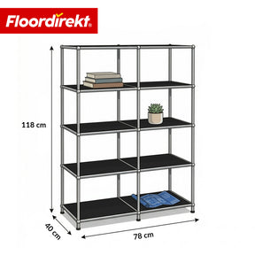 Metallregal | Concept Epure MK-015 | Offenes Standregal mit 5 Ablagen | Bücherregal & Raumteiler Metall