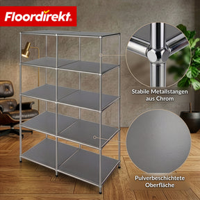 Metallregal | Concept Epure MK-015 | Offenes Standregal mit 5 Ablagen | Bücherregal & Raumteiler Metall