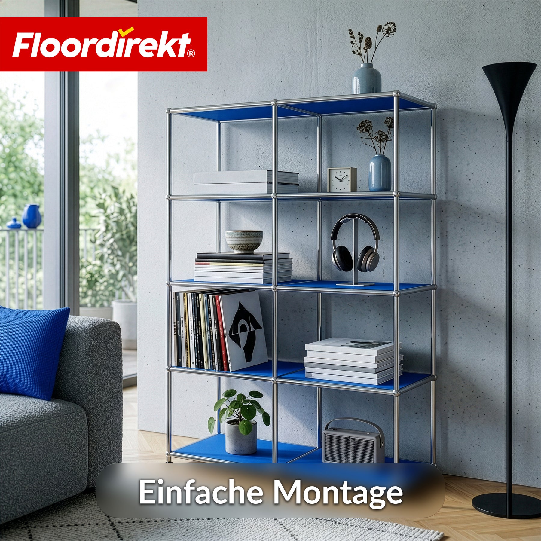Metallregal | Concept Epure MK-015 | Offenes Standregal mit 5 Ablagen | Bücherregal & Raumteiler Metall