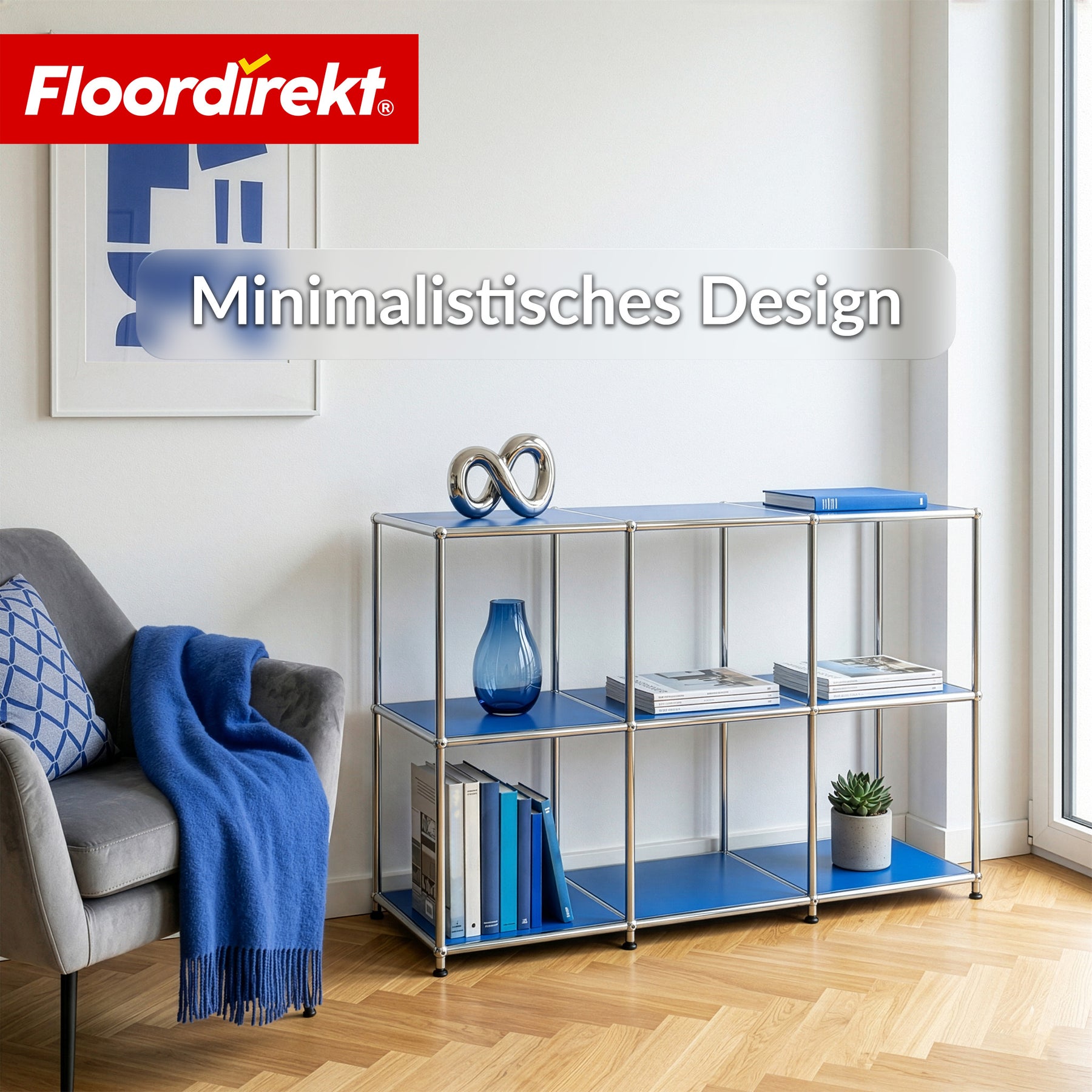 Metallregal | Concept Epure MK-018 | 3 Ablagen Standregal | Sideboard & Lowboard | Offenes Bücherregal