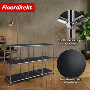 Metallregal | Concept Epure MK-018 | 3 Ablagen Standregal | Sideboard & Lowboard | Offenes Bücherregal