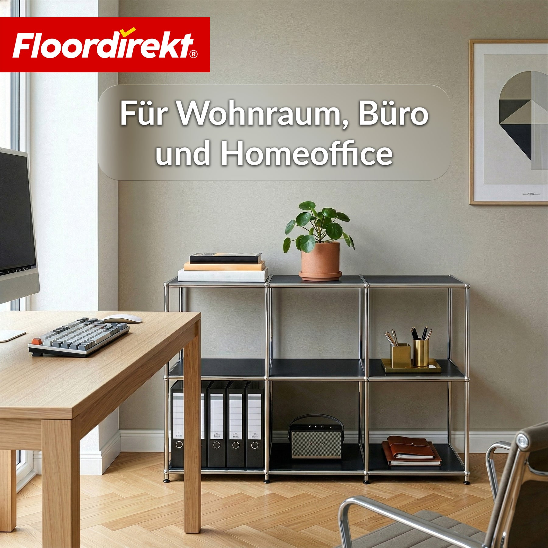 Metallregal | Concept Epure MK-018 | 3 Ablagen Standregal | Sideboard & Lowboard | Offenes Bücherregal