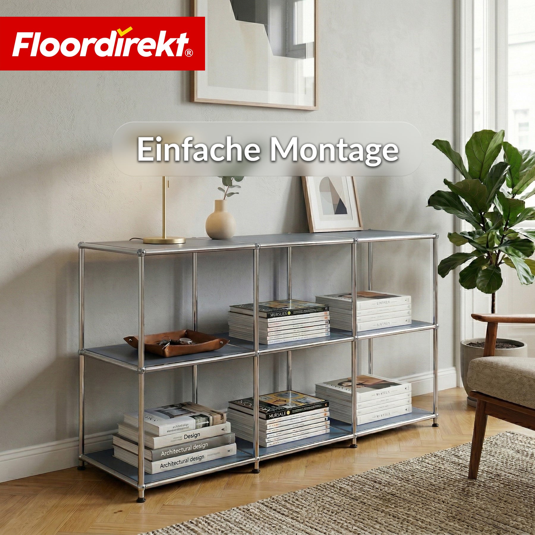 Metallregal | Concept Epure MK-018 | 3 Ablagen Standregal | Sideboard & Lowboard | Offenes Bücherregal