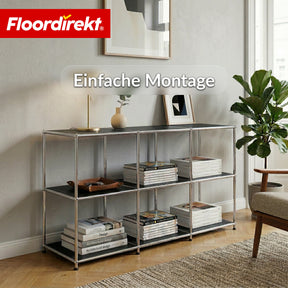 Metallregal | Concept Epure MK-018 | 3 Ablagen Standregal | Sideboard & Lowboard | Offenes Bücherregal