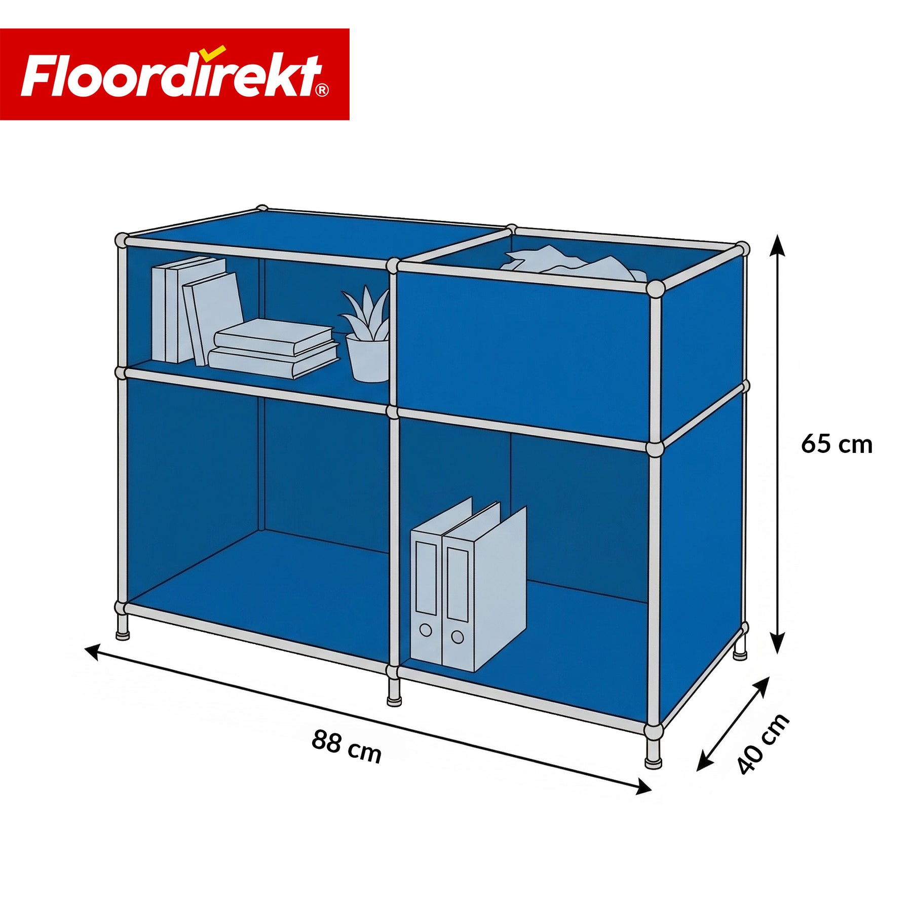 Metallregal | Concept Epure MK-030 | Standregal mit 3 Ablagen & Stauraumfach | Sideboard & Aufbewahrungsregal