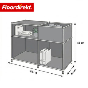 Metallregal | Concept Epure MK-030 | Standregal mit 3 Ablagen & Stauraumfach | Sideboard & Aufbewahrungsregal