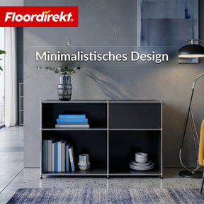 Metallregal | Concept Epure MK-030 | Standregal mit 3 Ablagen & Stauraumfach | Sideboard & Aufbewahrungsregal
