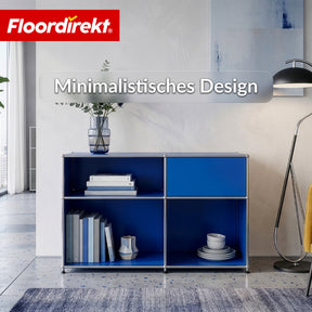 Metallregal | Concept Epure MK-030 | Standregal mit 3 Ablagen & Stauraumfach | Sideboard & Aufbewahrungsregal