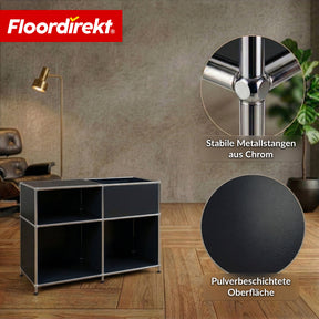Metallregal | Concept Epure MK-030 | Standregal mit 3 Ablagen & Stauraumfach | Sideboard & Aufbewahrungsregal
