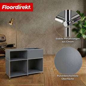 Metallregal | Concept Epure MK-030 | Standregal mit 3 Ablagen & Stauraumfach | Sideboard & Aufbewahrungsregal