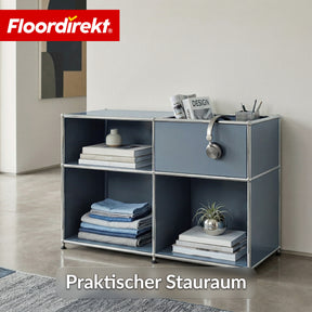 Metallregal | Concept Epure MK-030 | Standregal mit 3 Ablagen & Stauraumfach | Sideboard & Aufbewahrungsregal