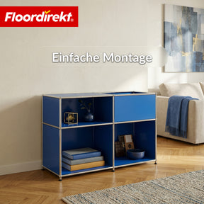 Metallregal | Concept Epure MK-030 | Standregal mit 3 Ablagen & Stauraumfach | Sideboard & Aufbewahrungsregal
