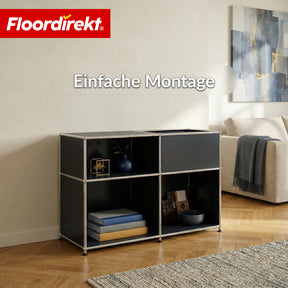 Metallregal | Concept Epure MK-030 | Standregal mit 3 Ablagen & Stauraumfach | Sideboard & Aufbewahrungsregal