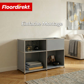 Metallregal | Concept Epure MK-030 | Standregal mit 3 Ablagen & Stauraumfach | Sideboard & Aufbewahrungsregal