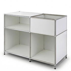 Metallregal | Concept Epure MK-030 | Standregal mit 3 Ablagen & Stauraumfach | Sideboard & Aufbewahrungsregal