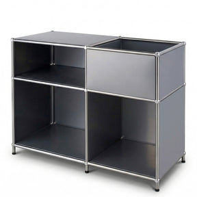 Metallregal | Concept Epure MK-030 | Standregal mit 3 Ablagen & Stauraumfach | Sideboard & Aufbewahrungsregal