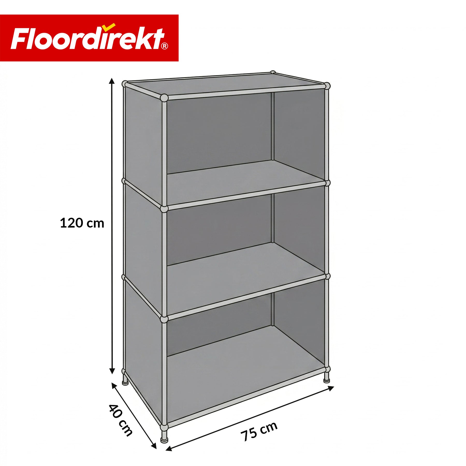 Metallregal | Concept Epure MK-101 | 4 Ablagen Standregal | Bücherregal mit Seitenwänden | Modernes Aufbewahrungsregal