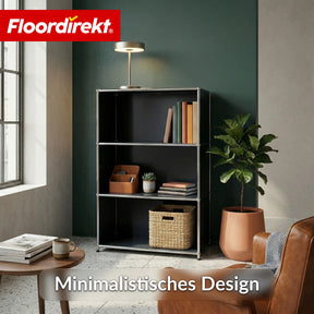 Metallregal | Concept Epure MK-101 | 4 Ablagen Standregal | Bücherregal mit Seitenwänden | Modernes Aufbewahrungsregal