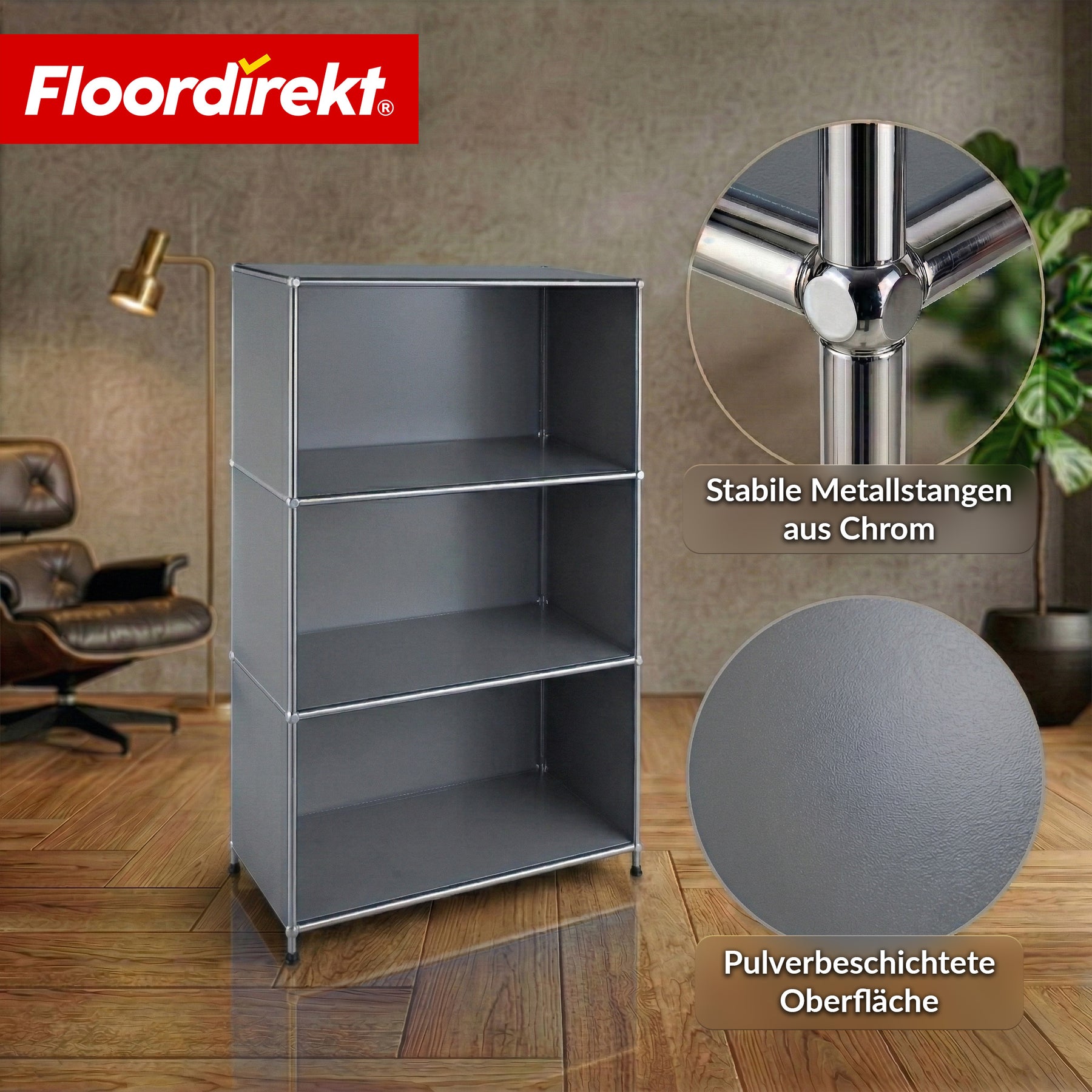 Metallregal | Concept Epure MK-101 | 4 Ablagen Standregal | Bücherregal mit Seitenwänden | Modernes Aufbewahrungsregal