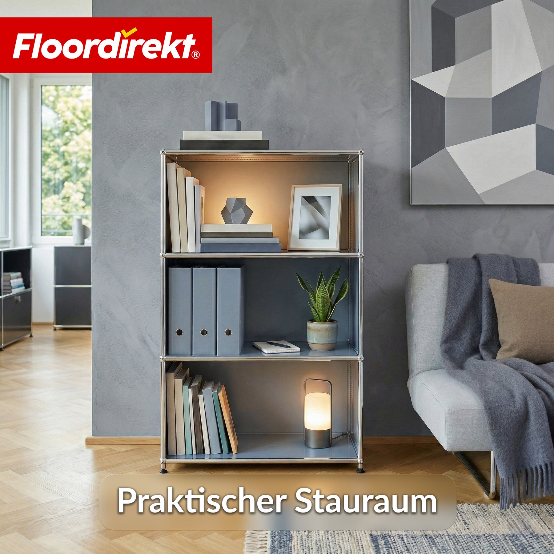 Metallregal | Concept Epure MK-101 | 4 Ablagen Standregal | Bücherregal mit Seitenwänden | Modernes Aufbewahrungsregal