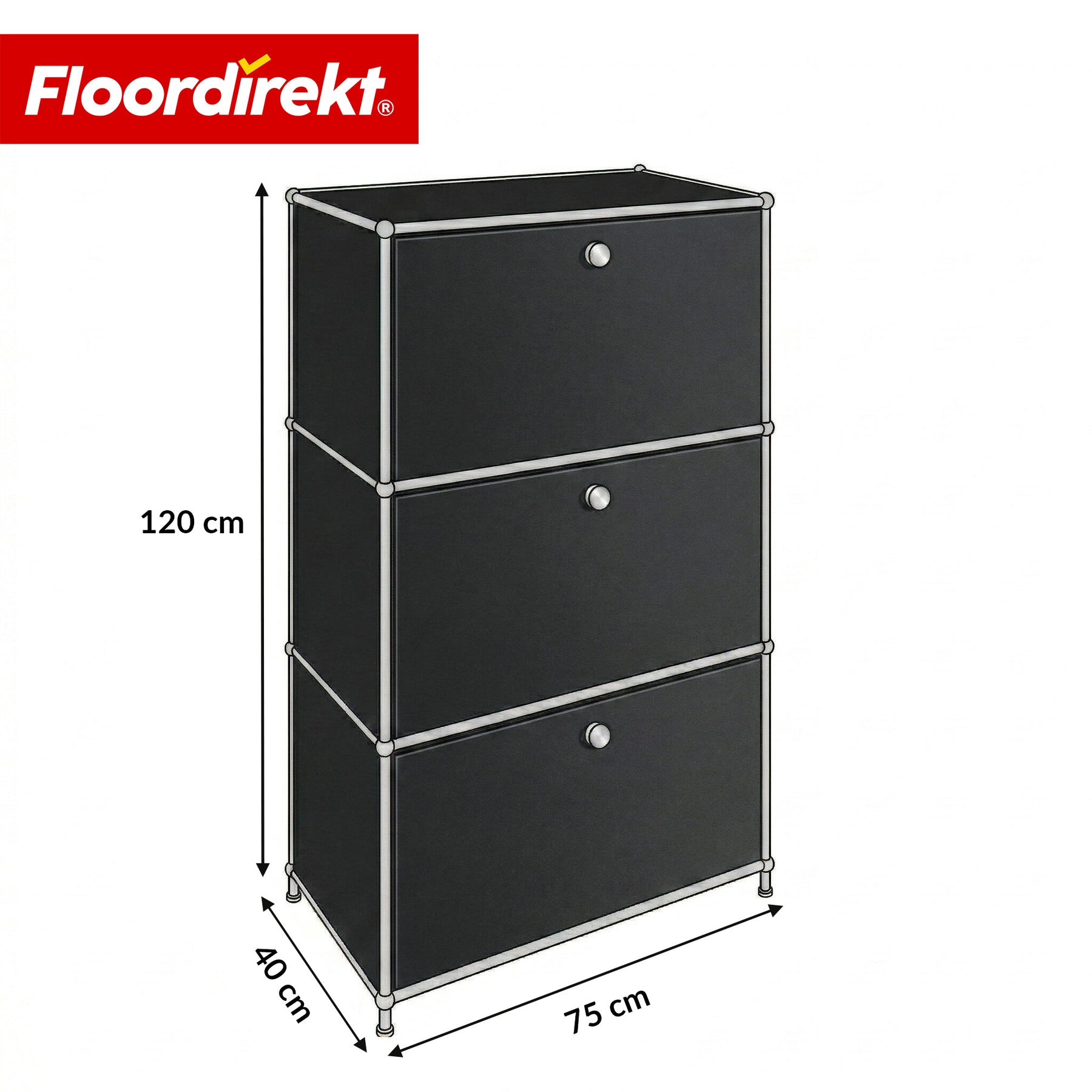 Metallschrank | Concept Epure MK-129 | Sideboard mit 3 verschließbaren Fächern | Moderner Aufbewahrungsschrank