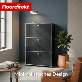 Metallschrank | Concept Epure MK-129 | Sideboard mit 3 verschließbaren Fächern | Moderner Aufbewahrungsschrank