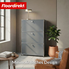 Metallschrank | Concept Epure MK-129 | Sideboard mit 3 verschließbaren Fächern | Moderner Aufbewahrungsschrank