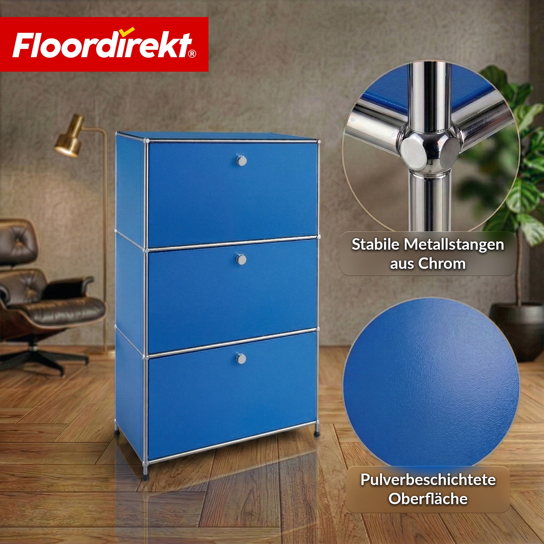 Metallschrank | Concept Epure MK-129 | Sideboard mit 3 verschließbaren Fächern | Moderner Aufbewahrungsschrank