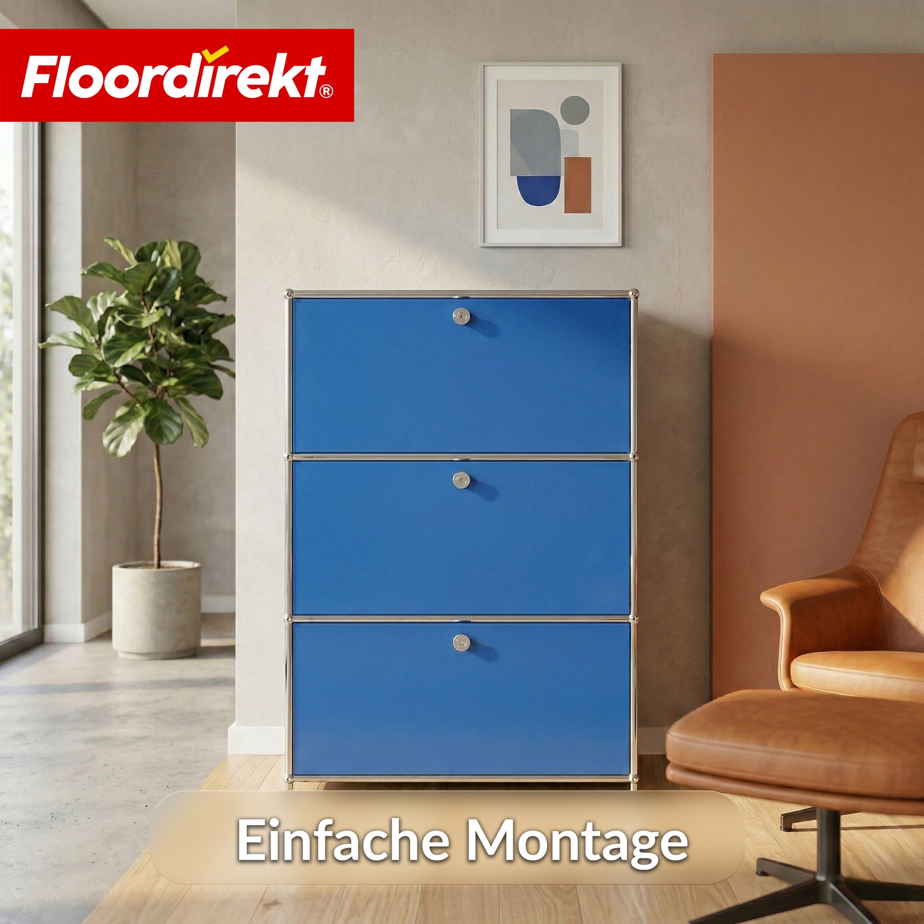 Metallschrank | Concept Epure MK-129 | Sideboard mit 3 verschließbaren Fächern | Moderner Aufbewahrungsschrank