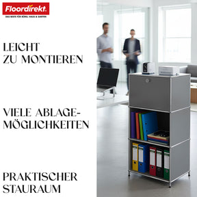 Metallregal | Concept Epure MK-107 | 4-stöckiges Aufbewahrungsregal mit verschließbarem Fach & Ablagen | In verschiedenen Farben