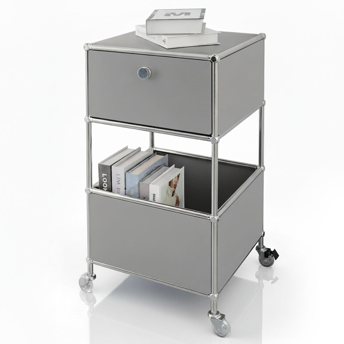 Metallregal | Concept Epure MK-145 | 3-stöckiger Rollcontainer mit Schublade & Ablagen | In mehreren Farben erhältlich