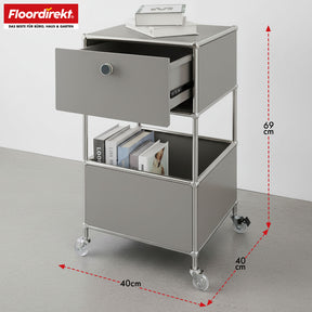 Metallregal | Concept Epure MK-145 | 3-stöckiger Rollcontainer mit Schublade & Ablagen | In mehreren Farben erhältlich