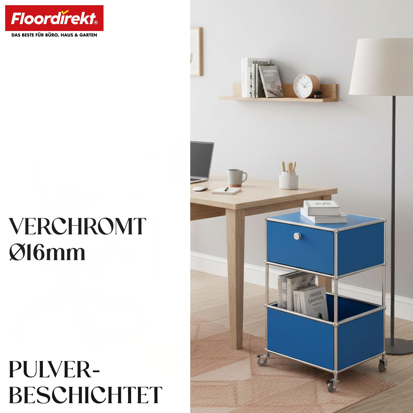 Metallregal | Concept Epure MK-145 | 3-stöckiger Rollcontainer mit Schublade & Ablagen | In mehreren Farben erhältlich