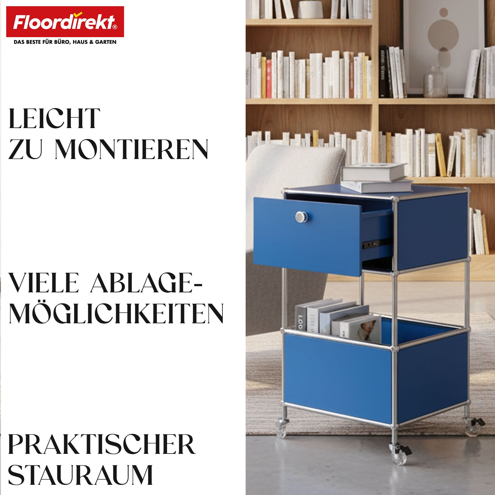 Metallregal | Concept Epure MK-145 | 3-stöckiger Rollcontainer mit Schublade & Ablagen | In mehreren Farben erhältlich